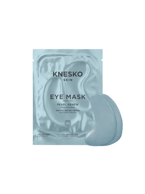 Knesko eye mask packaging with two eye masks on the side on a white background