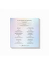 Product packaging with a list of six collections and six meditations on a gradient background