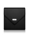 Black envelope-style clutch bag with 'KNESKO' branding on a white background