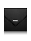 Black envelope-style clutch bag with 'KNESKO' branding on a white background