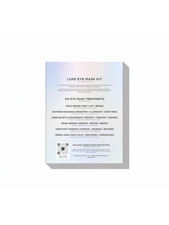Luxe Eye Mask Kit packaging with text on a white background