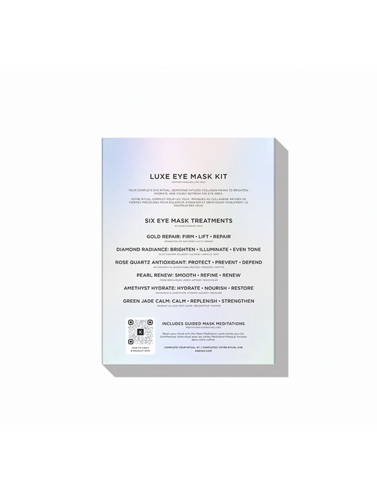 Luxe Eye Mask Kit packaging with text on a white background
