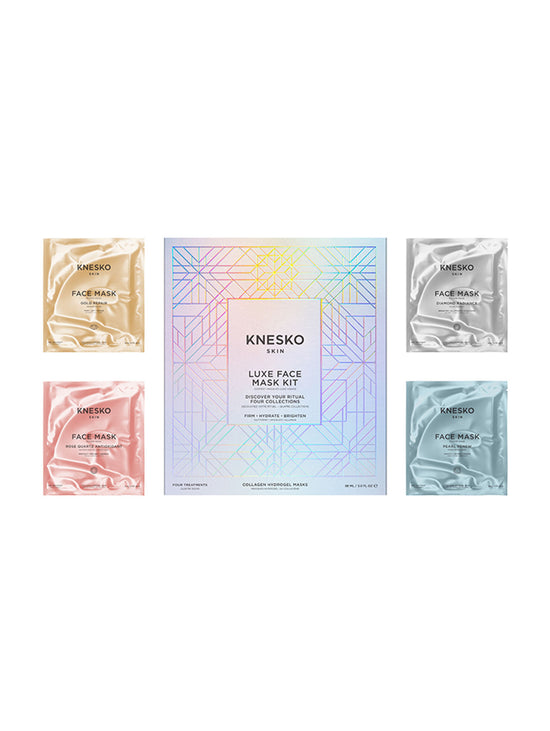 Collection of Knesko face mask packages on a white background
