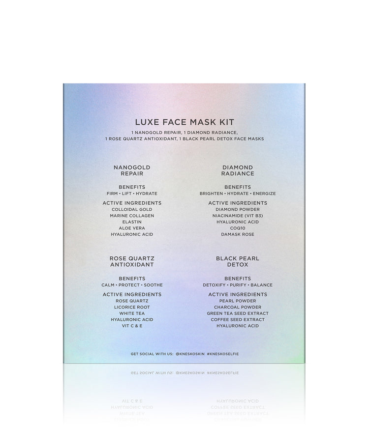 Back of the The Luxe Mask Face Kit box.